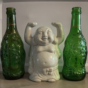 White and Green Decor Accents with Ceramic Buddha